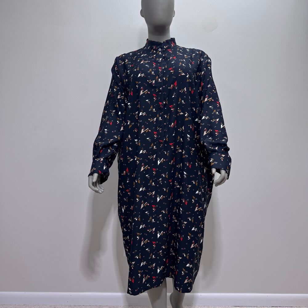 NWT Marina Rinaldi Abstract Print Long Sleeve Dress US 20 Old Money Luxury Artsy